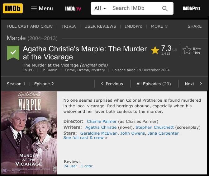 agatha christie marple the murder at the vicarage